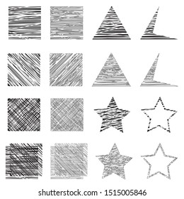 abstract geometric line shapes set isolated on white background