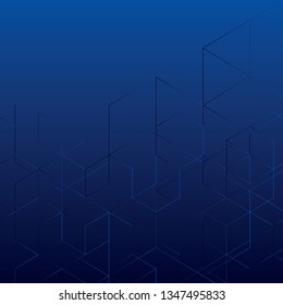 Abstract geometric line square on blue color background, vector illustration