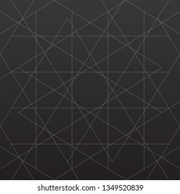 Abstract geometric line square on black color background, vector illustration