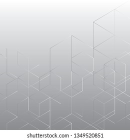 Abstract geometric line square on grey color background, vector illustration