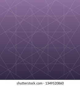 Abstract geometric line square on violet color background, vector illustration