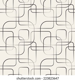 Abstract geometric line and square seamless pattern. Vector illustration for modern design. Black, white color.