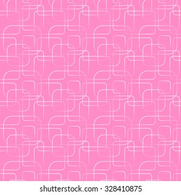 Abstract geometric line and square seamless pattern. Vector illustration for modern design. Pink color. Wallpaper for bathroom, kitchen.