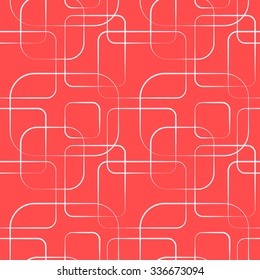 Abstract geometric line and square seamless pattern. Vector illustration for modern design. Red color. Wallpaper for bathroom, kitchen.