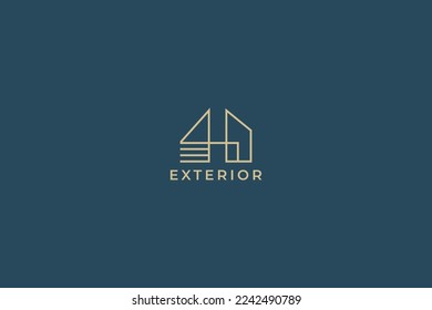 Abstract Geometric Line Style Logo Business Architect Home Exterior Design Branding