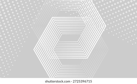 Fondo de onda de línea geométrica Abstractas. Patrón hexagonal gris minimalista moderno. Elegante diseño de flujo lineal monocromo.