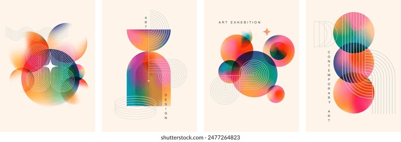 Abstract Geometric Linear background design collection. Bauhaus modern design, printable posters, banners, template concept design. Vector illustrations