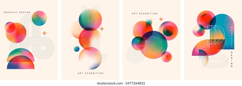 colección de diseño de fondo lineal geométrico Abstractas. Bauhaus diseño moderno, carteles imprimibles, Anuncios, diseño de concepto de Plantilla. Ilustraciones vectoriales