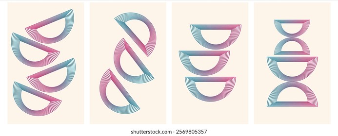 Abstract Geometric Linear background design collection. Bauhaus modern design, printable posters, banners, template concept design. Vector illustrations