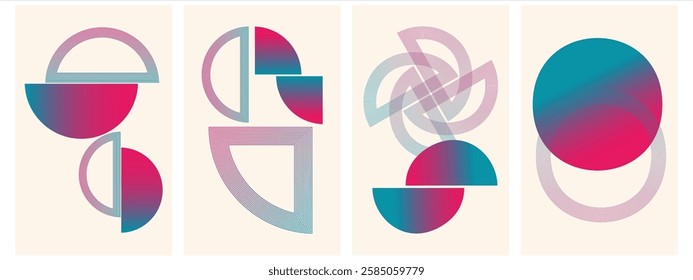 Abstract Geometric Linear background design collection. Bauhaus modern design, printable posters, banners, template concept design. Vector illustrations