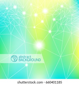 Abstract geometric linear design with blurred white dots on yellow green gradient background vector illustration