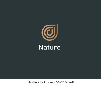 Abstract geometric linear gold logo pattern drop of water for nature company