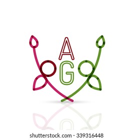 Abstraktes geometrisches, lineares Hipster-Blumensymbol, Rahmendesign, flacher Stil. Design-Element des Vektorlogos.