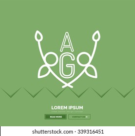 Abstraktes geometrisches, lineares Hipster-Blumensymbol, Rahmendesign, flacher Stil. Bannerdesign-Element.
