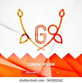 Abstract geometric linear hipster floral icon, frame design, flat style. Banner design element.