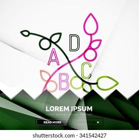 Abstract geometric linear hipster floral icon, frame design, flat style. Banner design element.