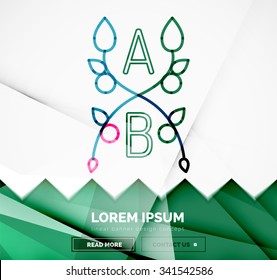Abstract geometric linear hipster floral icon, frame design, flat style. Banner design element.