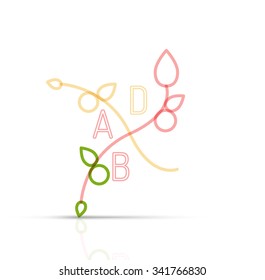 Abstract geometric linear hipster floral icon, frame design, flat style. Vector logo design element.