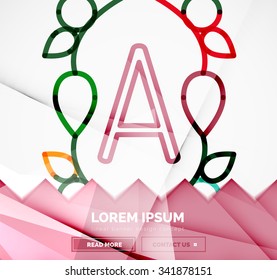 Abstraktes geometrisches, lineares Hipster-Blumensymbol, Rahmendesign, flacher Stil. Bannerdesign-Element.