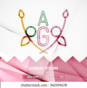 Abstract geometric linear hipster floral icon, frame design, flat style. Banner design element.