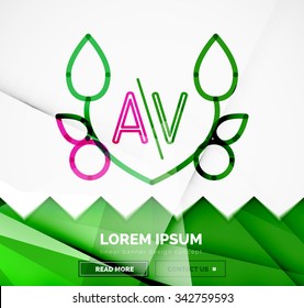 Abstract geometric linear hipster floral icon, frame design, flat style. Banner design element.