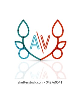 Abstract geometric linear hipster floral icon, frame design, flat style. Vector logo design element. Abstract geometric linear hipster floral icon, frame design, flat style. Vector logo design element.
