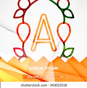 Abstract geometric linear hipster floral icon, frame design, flat style. Banner design element.