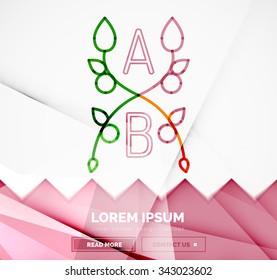 Abstract geometric linear hipster floral icon, frame design, flat style. Banner design element.