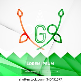 Abstract geometric linear hipster floral icon, frame design, flat style. Banner design element.