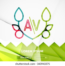 Abstract geometric linear hipster floral icon, frame design, flat style. Banner design element.