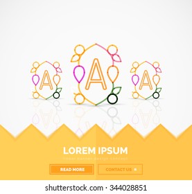 Abstract geometric linear hipster floral icon, frame design, flat style. Banner design element.