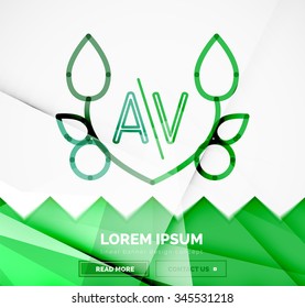 Abstract geometric linear hipster floral icon, frame design, flat style. Banner design element.