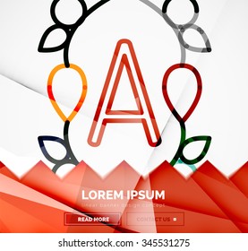 Abstract geometric linear hipster floral icon, frame design, flat style. Banner design element.