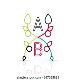 Abstract geometric linear hipster floral icon, frame design, flat style. Vector logo design element.