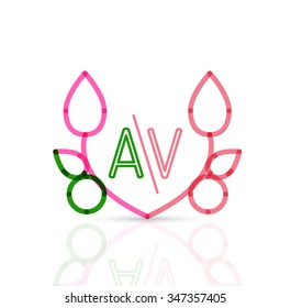 Abstract geometric linear hipster floral icon, frame design, flat style. Vector logo design element.