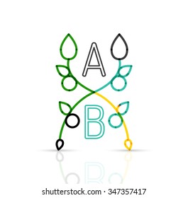Abstract geometric linear hipster floral icon, frame design, flat style. Vector logo design element.