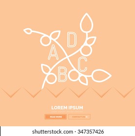 Abstract geometric linear hipster floral icon, frame design, flat style. Vector logo design element.