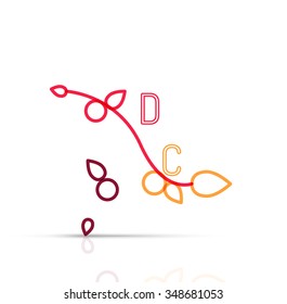 Abstract geometric linear hipster floral icon, frame design, flat style. Vector logo design element.