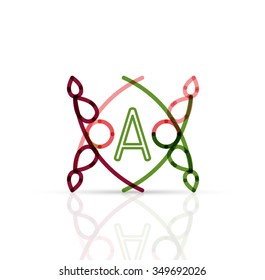 Abstract geometric linear hipster floral icon, frame design, flat style. Vector logo design element.