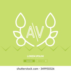 Abstract geometric linear hipster floral icon, frame design, flat style. Banner design element.