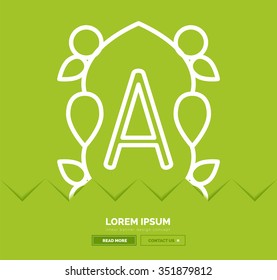 Abstract geometric linear hipster floral icon, frame design, flat style. Banner design element.