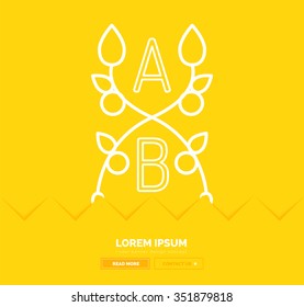 Abstract geometric linear hipster floral icon, frame design, flat style. Banner design element.