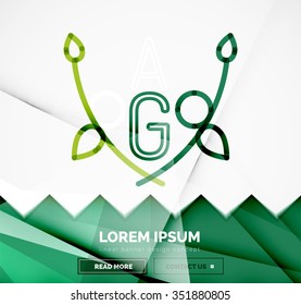 Abstract geometric linear hipster floral icon, frame design, flat style. Banner design element.