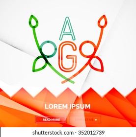 Abstract geometric linear hipster floral icon, frame design, flat style. Banner design element.