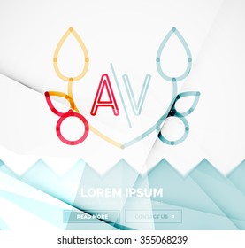 Abstract geometric linear hipster floral icon, frame design, flat style. Banner design element.