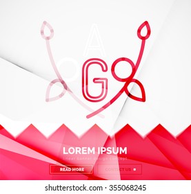 Abstract geometric linear hipster floral icon, frame design, flat style. Banner design element.