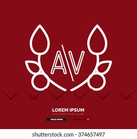 Abstract geometric linear hipster floral icon, frame design, flat style. Banner