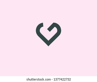 Abstract geometric linear logo icon letter G and heart