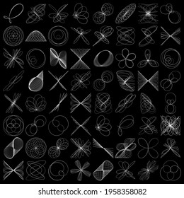 Abstract geometric lineart, lines design element. Outline knot-like mandala, motiff design