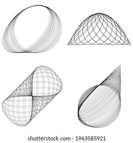 Abstract geometric lineart, lines design element. Outline knot-like mandala, motiff design